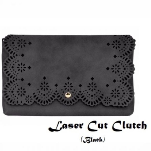 Handbags - Chic Solid Black Vegan Leather Clutch